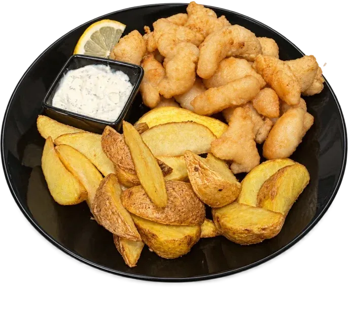 Plato de pescado y patatas
