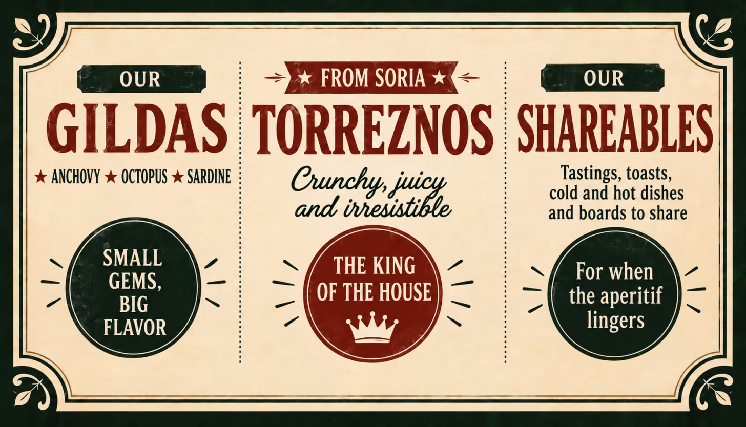 From our kitchen — gildas, Torreznos from Soria and shareable boards